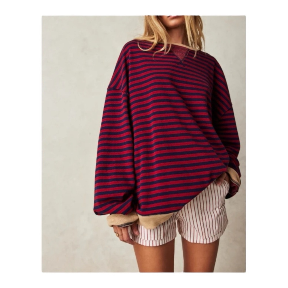 Free People Classic Striped Crew in Nautical Combo NWOT